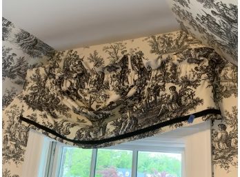 Pair Of Toile Drapes Swags