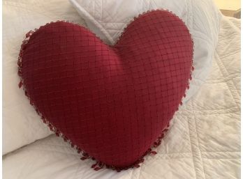 141, Red Heart Pillow With Bead Fringe