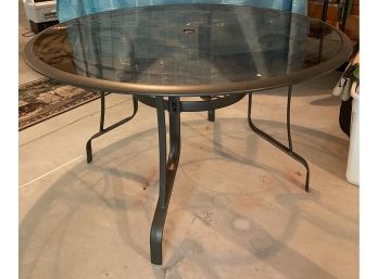 Glass And Metal Round Outdoor Table