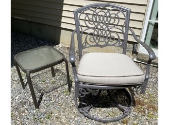 Metal Swivel Rocker And Side Table