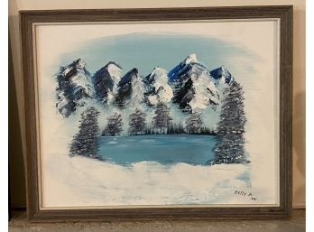 Framed Oil On Canvas- Winter Scene