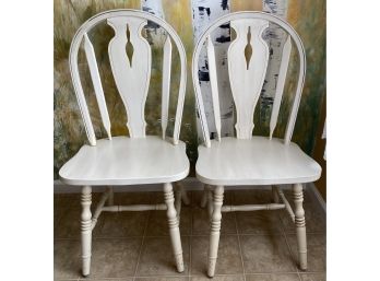 Two Hoop Back Chairs In Cottage White