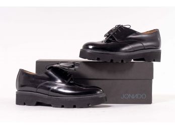 Quero Handmade Shoes 'Jane' Black Leather Oxfords, Women's Size 7.5 (38)