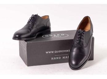 Quero Handmade Shoes Black Leather Oxford, Men's Size 8.5 (42)