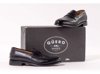 Quero Handmade Shoes Classic Black Penny Loafers, Men's Size 7.75 (40.5)