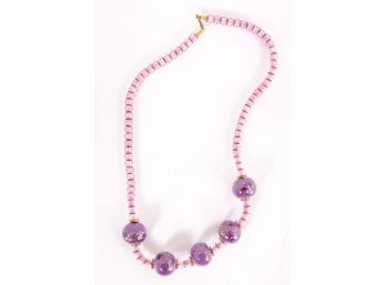 Pink & Purple Beaded Necklace