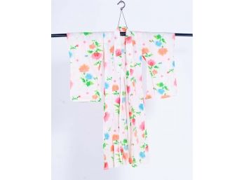 White Pink & Orange Floral Kimono