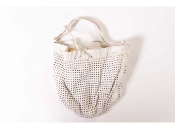 Waffle Cut White Leather Handbag