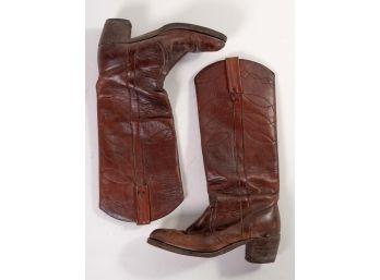 Brown Leather Cowboy Boots, Size 9B