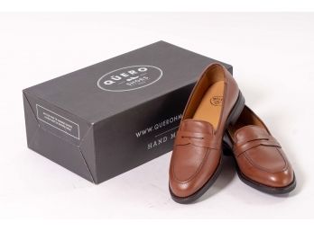 Quero Handmade Shoes Classic Brown Penny Loafers, Men's Size 8 (41)