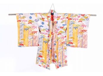 Gold Bamboo Print Kimono