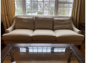 Cream Woven Ethan Allen Couch, 3 Seater Sofa