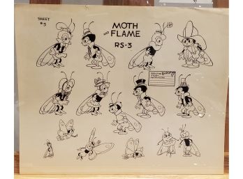 Walt Disney Art Studios Moth And Flame Model Sheet For The Group Of Disney Artists' Use