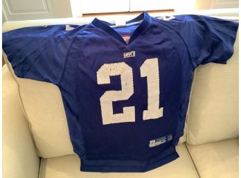 317, Authentic Youth Football Jerseys, Tiki Barber, 21, New York Giants, Medium, Blue