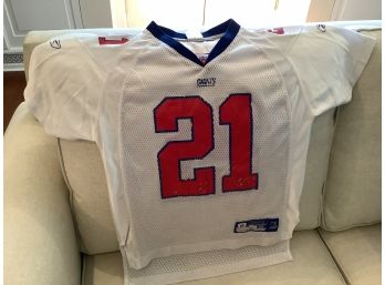 317, Authentic Youth Football Jerseys, Tiki Barber, 21, New York Giants, Medium, White And Red