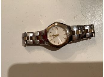 404, Bulova Watch, Women's With A Single Gold Stripe Down The Band