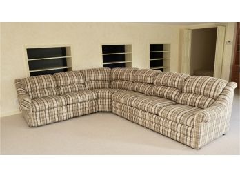 Lexington Plaid Sectional Reclining Sofa With Queen Size Pullout Bed