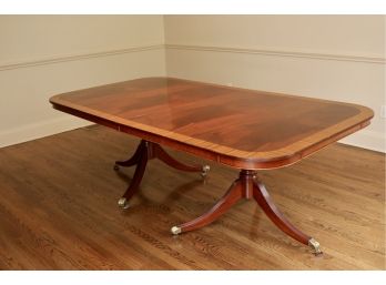 Mill House Antiques English Custom Made Double Pedestal Flame Mahogany Dining Table (Purchased For $4,850)