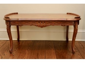 Carved Walnut Table With Elaborate Floral Inlay