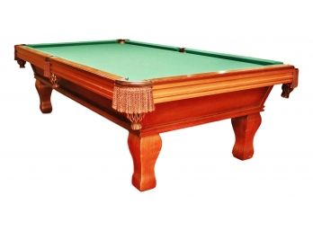 Gandy 9 Ft. Cherry Solid Wood Pool Table, Pool Sticks, Balls, Caddy And More