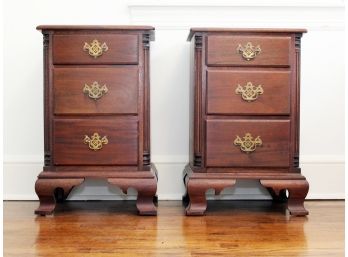 Pair Of Chippendale Style Mid-century Nightstands By Kling Furniture