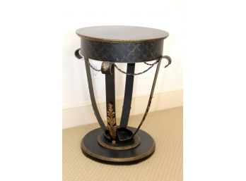 Round Drum Accent Table With Splayed Legs