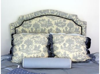 Custom Queen Size Headboard With Custom Toile Fabric (HEADBOARD ONLY)