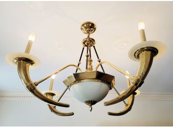 A Neoclassical Inspired Brass Chandelier