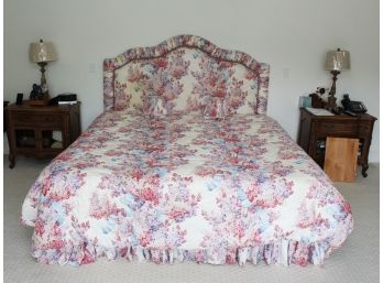 Custom, King-size Classic Upholstered Headboard And Bedding