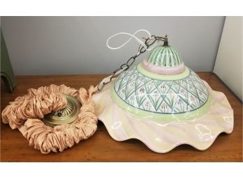 MacKenzie-Childs Fluted Hanging Lamp (Bearded Iris Pattern)