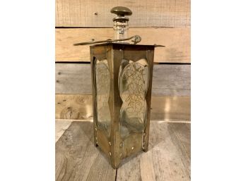 Antique Brass And Glass Music Box Decanter