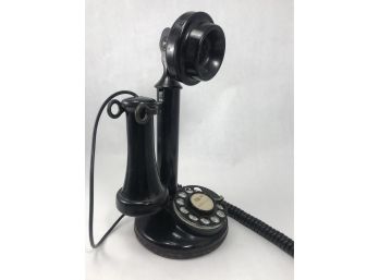 Antique Candle Stick Telephone With A Rotary Dial