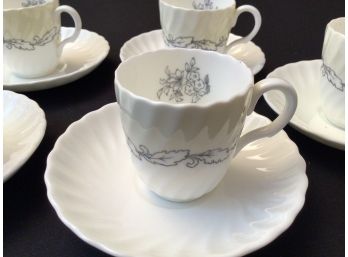 Set Of 6 Minton Ardmore Bone China Demitasse Cups & Saucers England