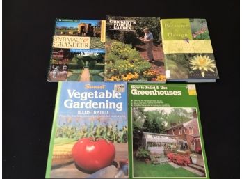 Gardening Book Lot Flowers Vegetables Greenhouse Design 5 Books