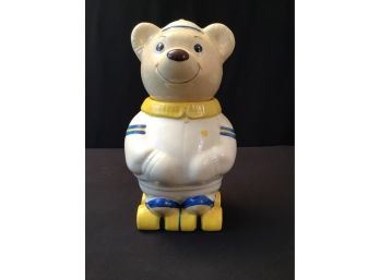 Vintage  Metlox  Bear On Rollerskates Cookie Jar USA