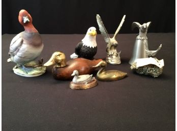 Raptors & Waterfowl Pewter Lefton Conn House Eagles Ducks Lot Of 8 Figurines