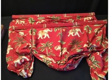 Custom Made High End Pair Curtain Swags Elephants