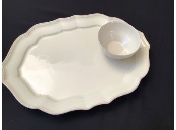 Large Scalloped Ceramic Platter With Bonus Bowl