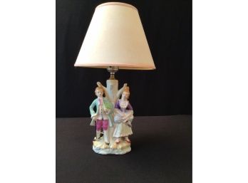 Vintage Wales Pastoral Style Figural Lamp Works Made In Japan