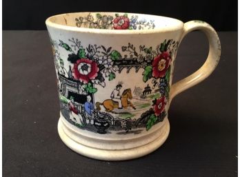 Antique Very Old Large Transferware Mug