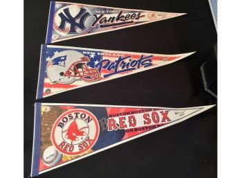 Yankees Red Sox Patriots Felt Pennant Lot Made In USA