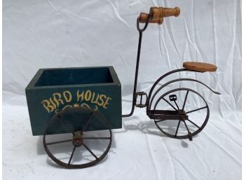 115, Bird House Blue Cart Figurine