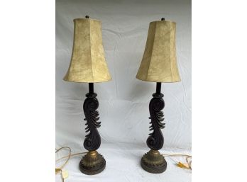 100, Pair Of Lamps With Tan Shade