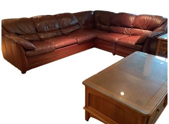 156, Cordovan Leather Sofa, Sectional Couch With Sleeper