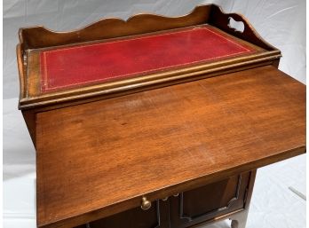 33, Vintage Miniature Desk Table Red Leather Top