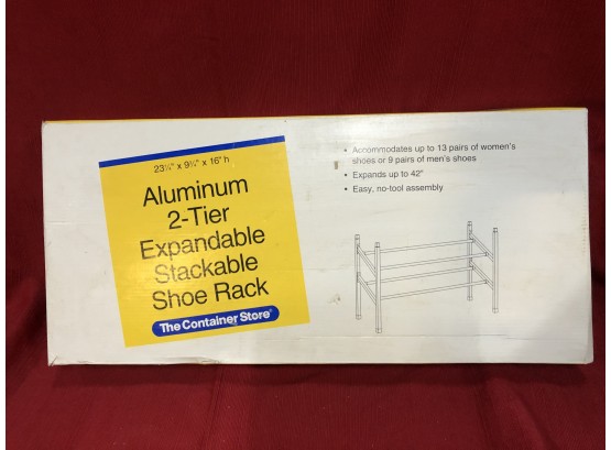 New In Box Aluminum 2 Tier Expandable Stackable Shoe Rack / Similar To That Pictured