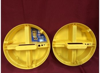 Two Yellow Bucket Stackers Divided Organizer Trays With Handle