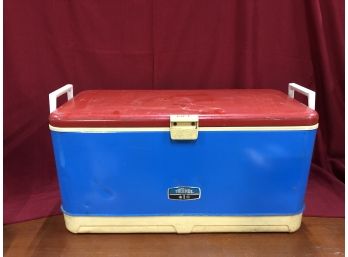 Vintage Thermos Red White Blue Cooler Ice Chest Picnic Fishing Hunting Camping  And More