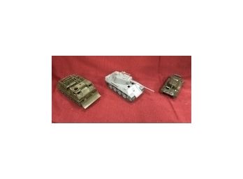 Three Vintage Toy Plastic Army Tanks