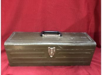 Vintage Metal Tool Box With Lift Out Tray And Storage Underneath